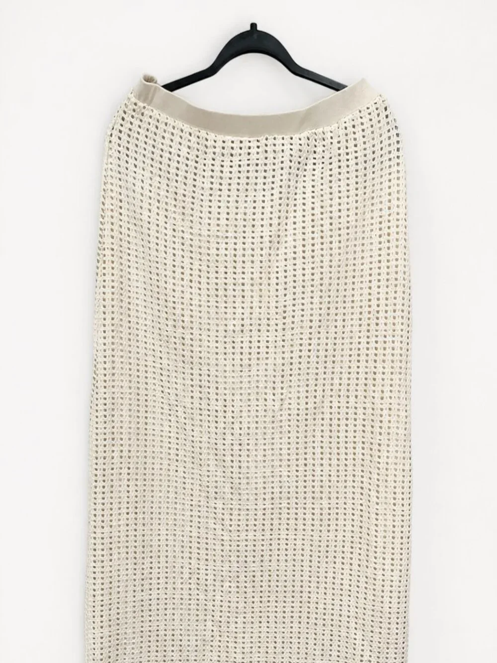 NWT Sadie & Sage Crochet Knit Midi Skirt in Ivory Cream, Size L